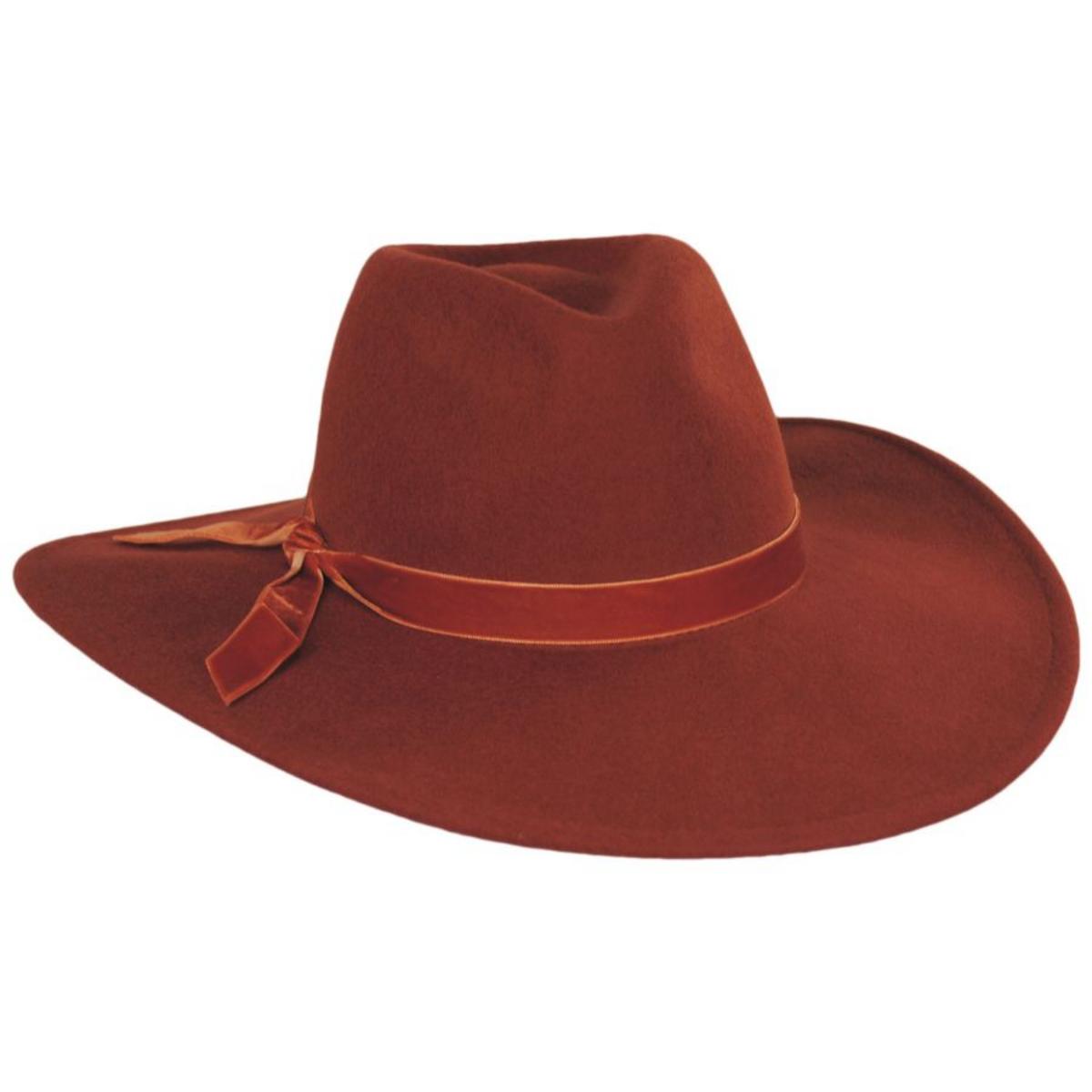 Scala | Calista Wide Brim Wool Felt Fedora Hat | 123420 | lead | RUST