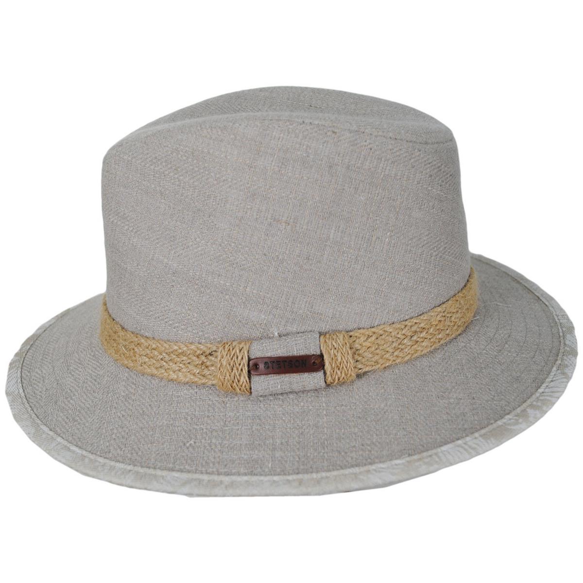 Stetson | Smokey Textured Cotton Safari Fedora Hat | 140181 | profile | KHAKI