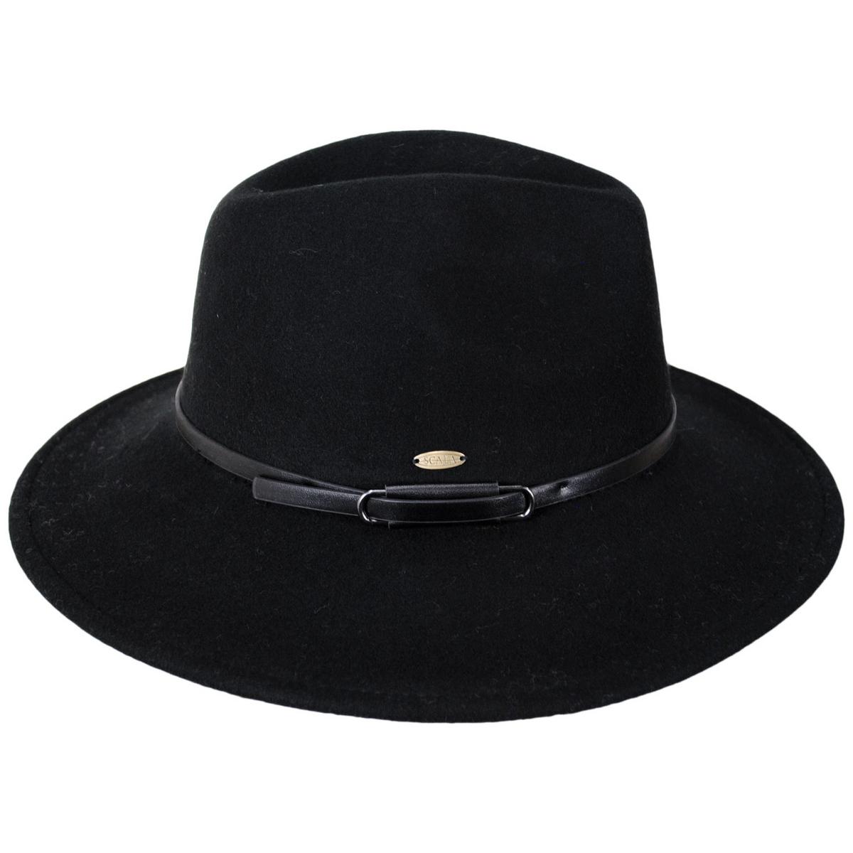 Scala | Brigitta Wool Felt Safari Fedora Hat | 123509 | profile | BLACK