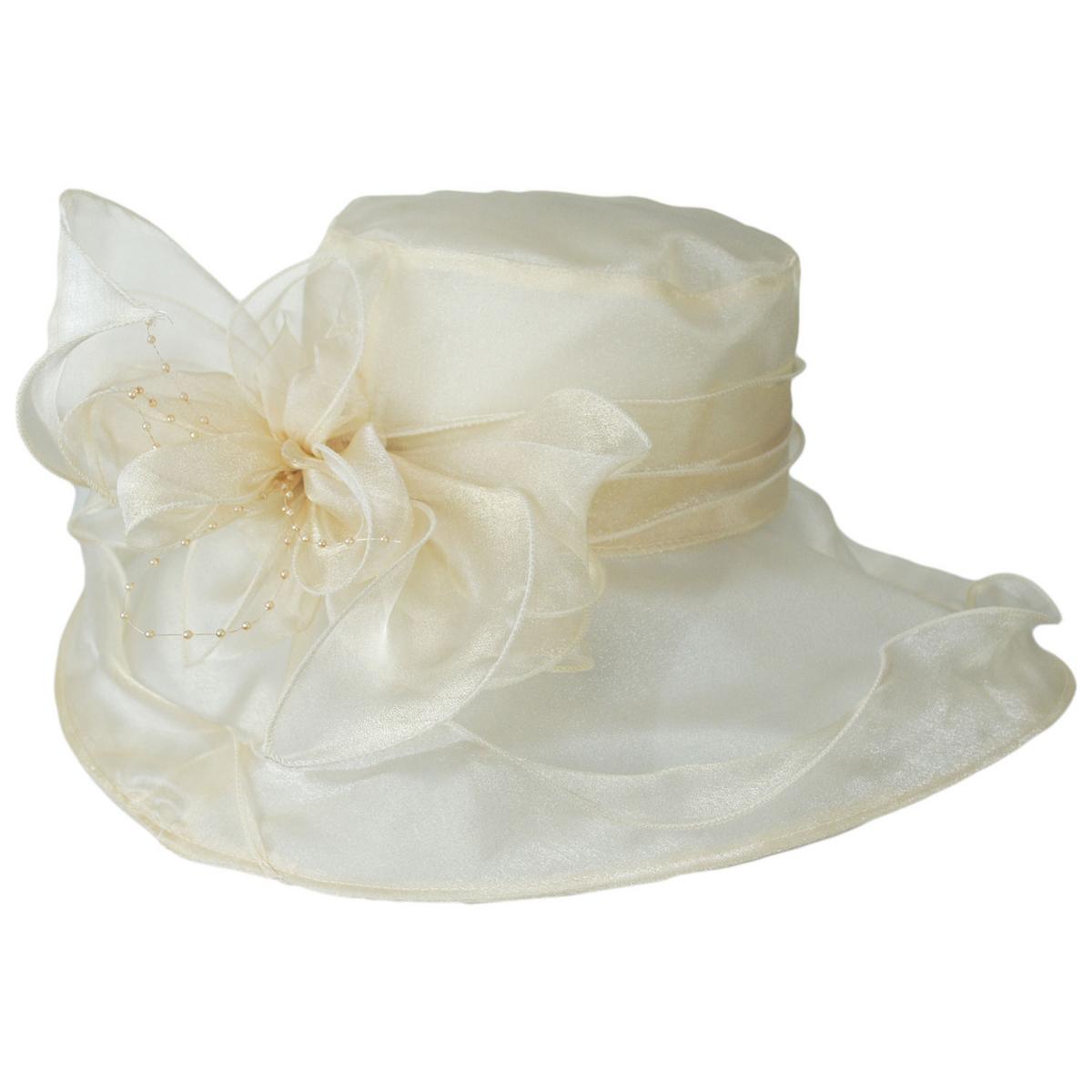 San Diego Hat Company | Organza Pearl Boater Dress Hat | 121052 | profile | IVORY