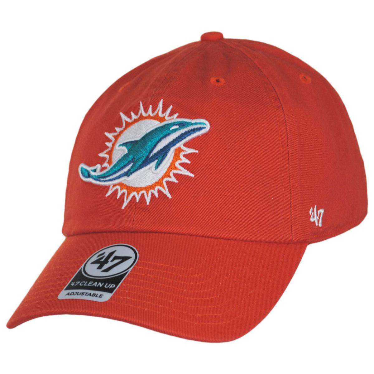 47 Brand | Miami Dolphins NFL Clean Up Strapback Baseball Cap Dad Hat | 203870 | lead | ORANGE
