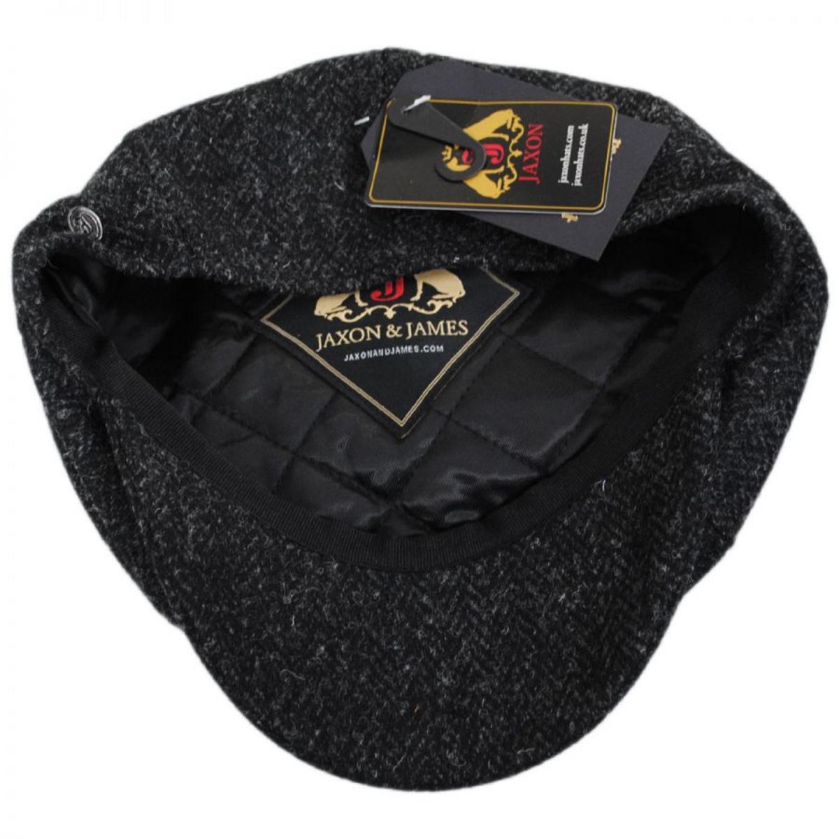 Jaxon & James | Taransay Harris Tweed Wool Newsboy Cap | 170004 | under | BLACK/CHARCOAL
