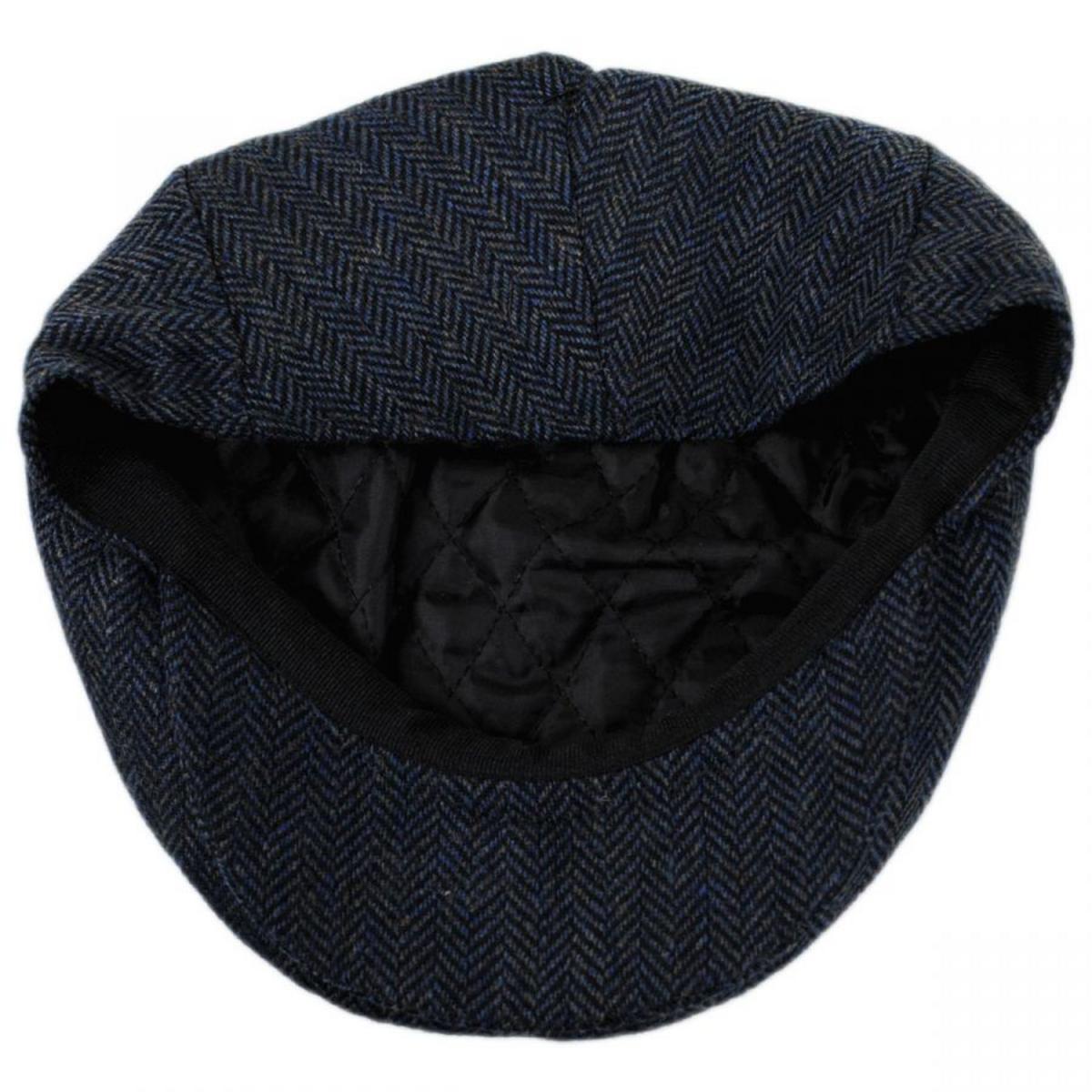 Jaxon Hats | Filmore Herringbone Wool Blend Ivy Cap | 167561 | under | BLUE/BLACK