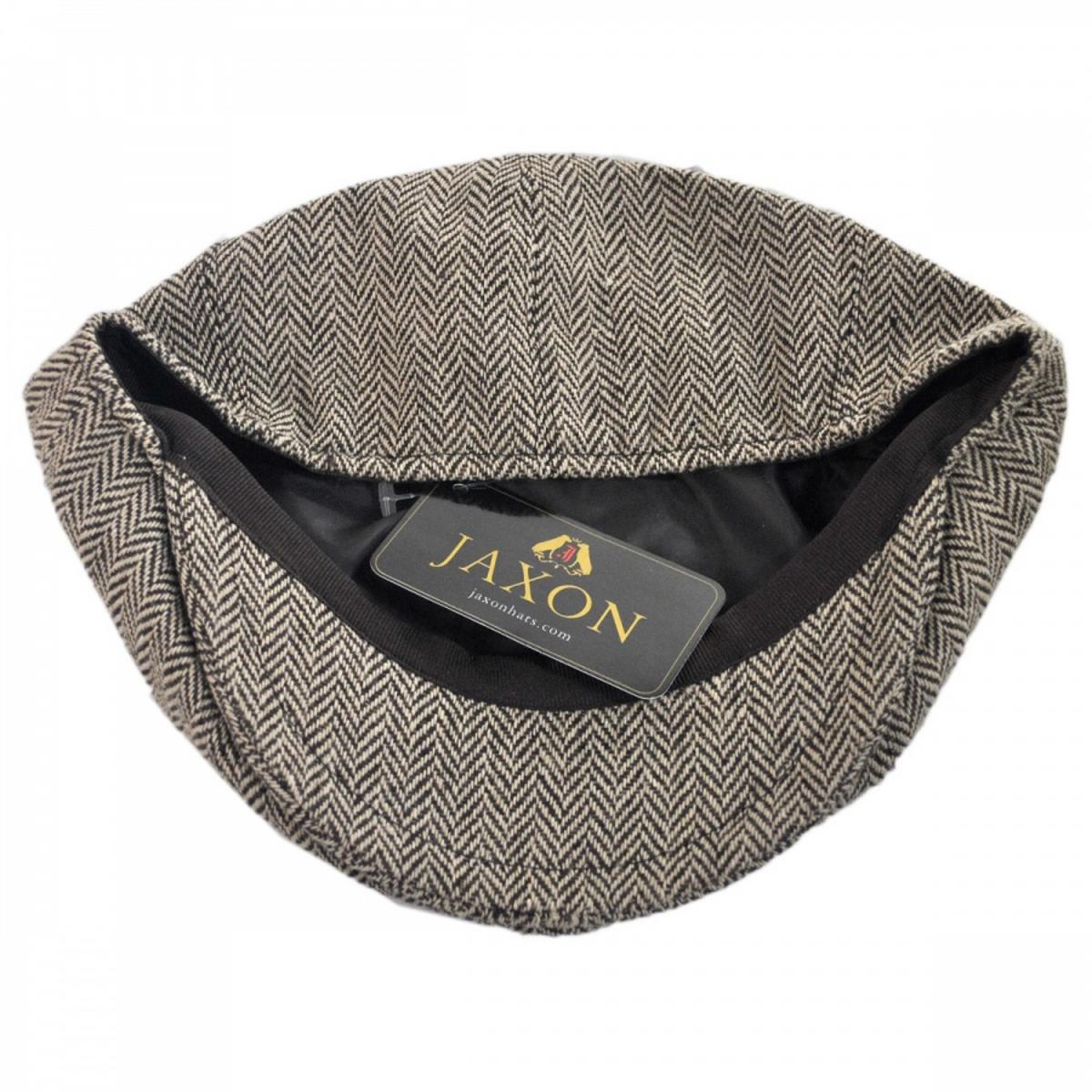 Jaxon Hats | Herringbone Wool Blend Newsboy Cap | 167780 | under | BROWN