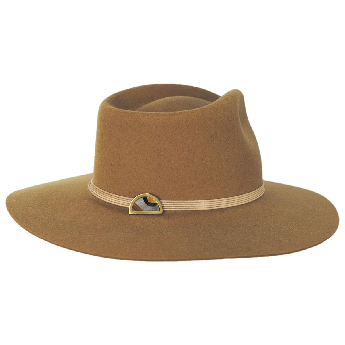 Stetson | Mind's Eye Wool Felt Rancher Fedora Hat | 130739 | top | TOFFEE