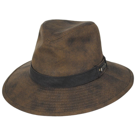 Indiana Jones | Officially Licensed Covenant Timber Cloth Safari Fedora Hat | 140173 | lead | BROWN