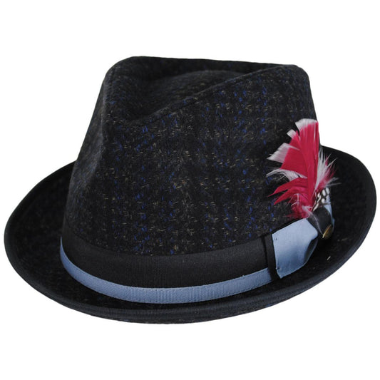 Scala | Regent Tweed Wool Blend Fedora Hat | 140172 | lead | NAVY