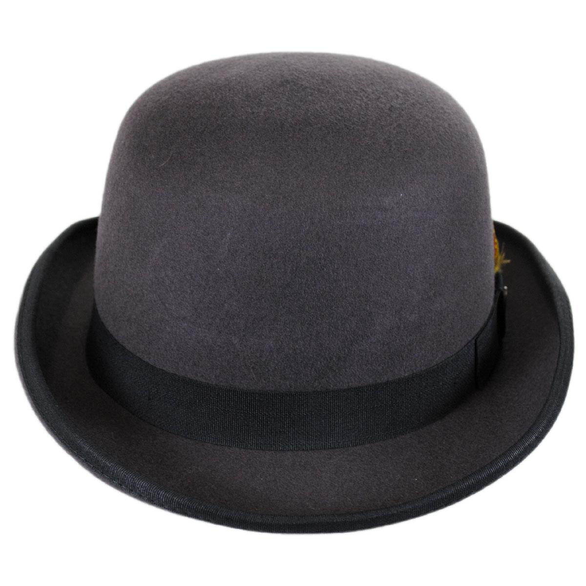 Jaxon Hats | Wholesale English Wool Felt Bowler Hat B2B Pre-Pack | B2B132055 | front | GREY/BLACK