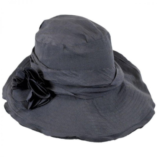 Jeanne Simmons | Romance Fabric Sun Hat | 106547 | lead | CHARCOAL