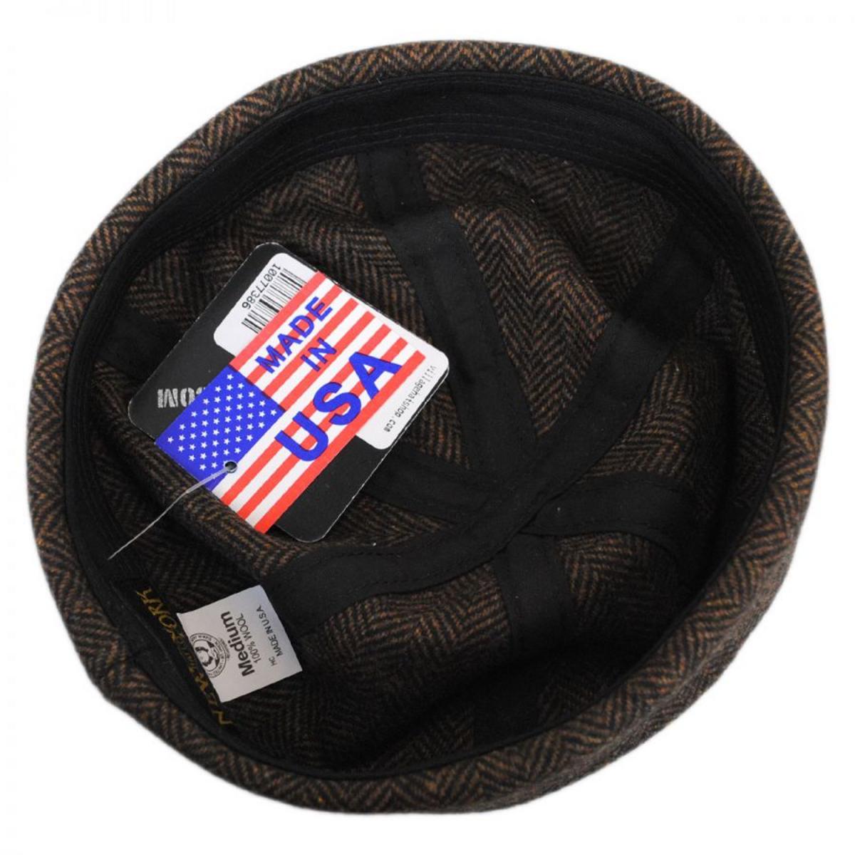 NEW YORK HAT CO | Six Panel Herringbone Wool Skull Cap Beanie Hat | 142005 | under | BROWN