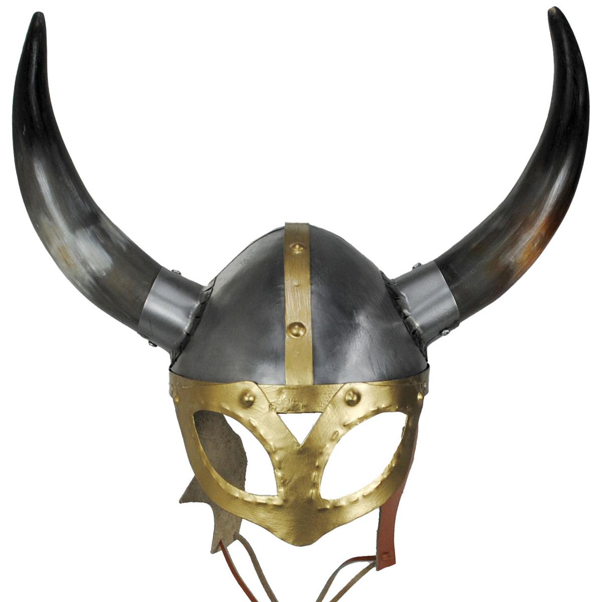 VikingHelmets.com | Viking Helmet With Mask and Horns | 190850 | front | MULTI