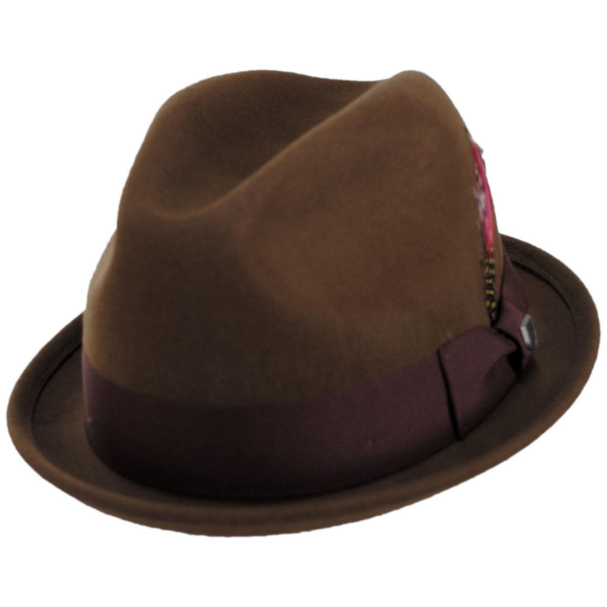 BRIXTON HATS | Gain Wool Felt Fedora Hat | 135600 | lead | COFFEE/CHESTNUT