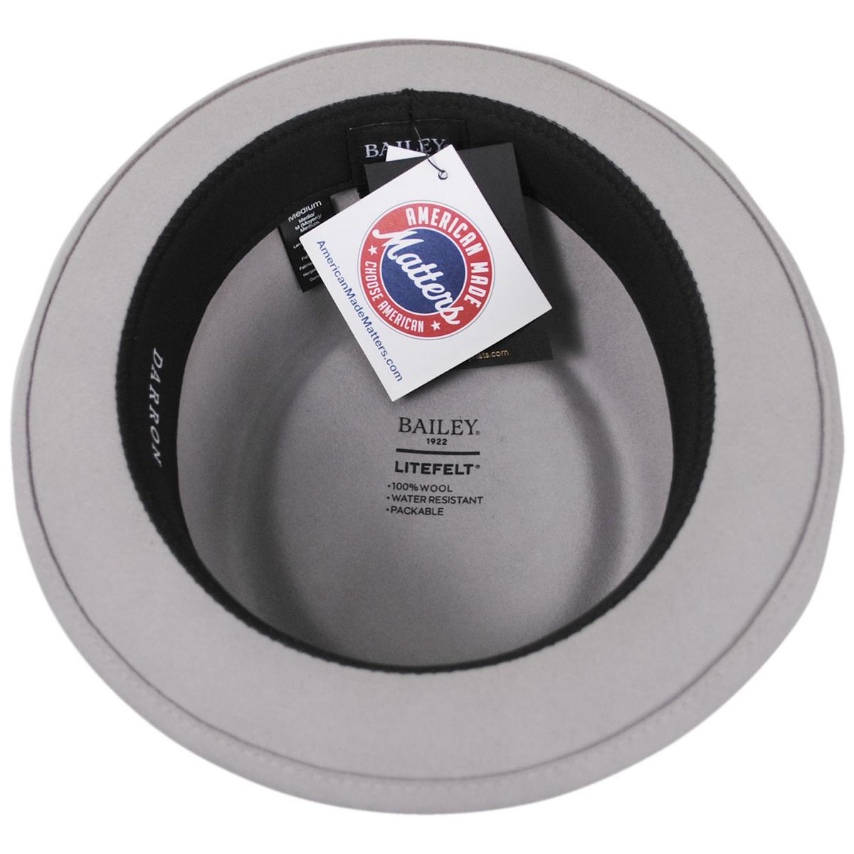 Bailey 1922 | Darron Wool LiteFelt Pork Pie Hat - Flint Grey | 130000FW23 | under | FLINT GREY