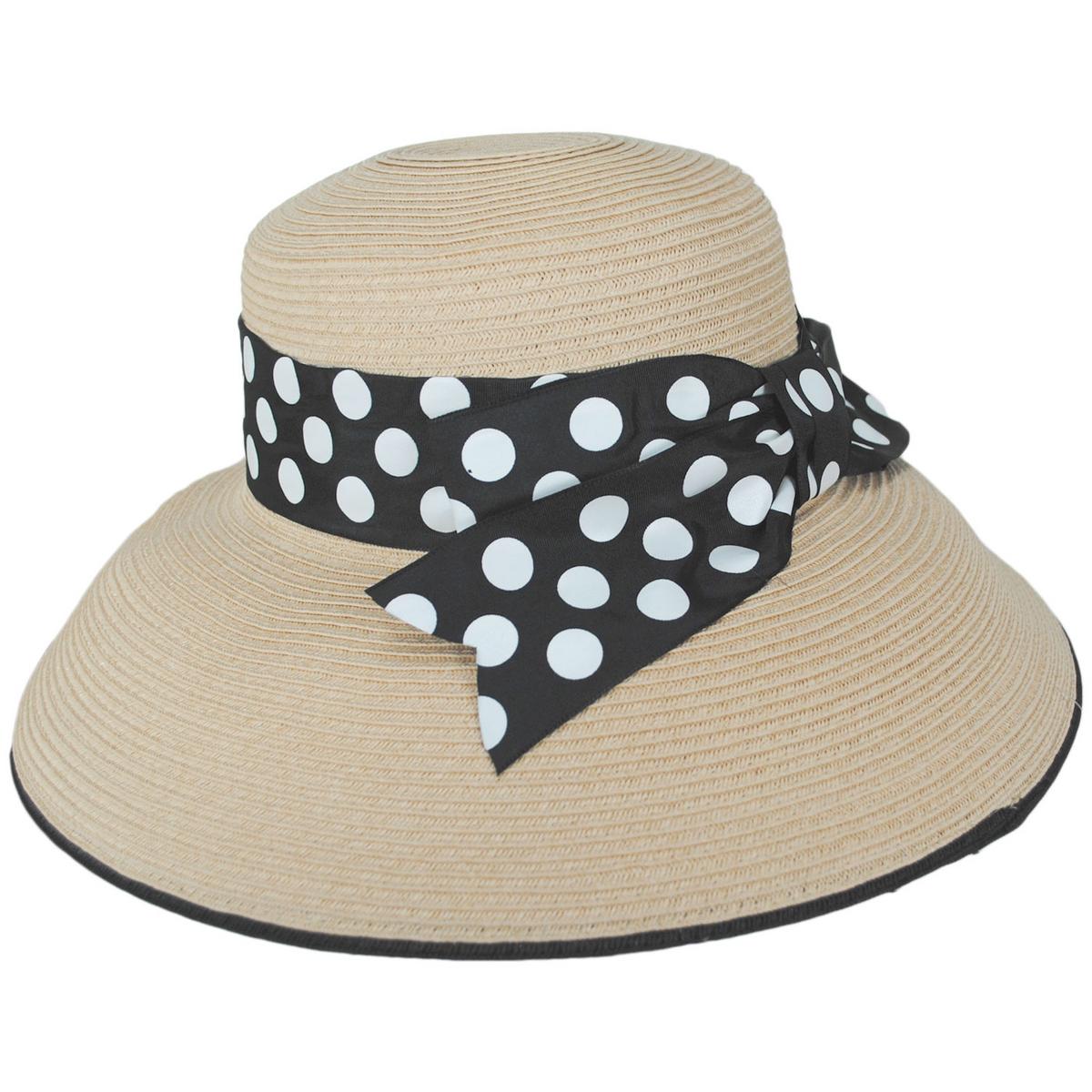 Toucan Collection | Polka Dot Toyo Straw Lampshade Dress Hat - Made to Order | 121649 | profile | NATURAL