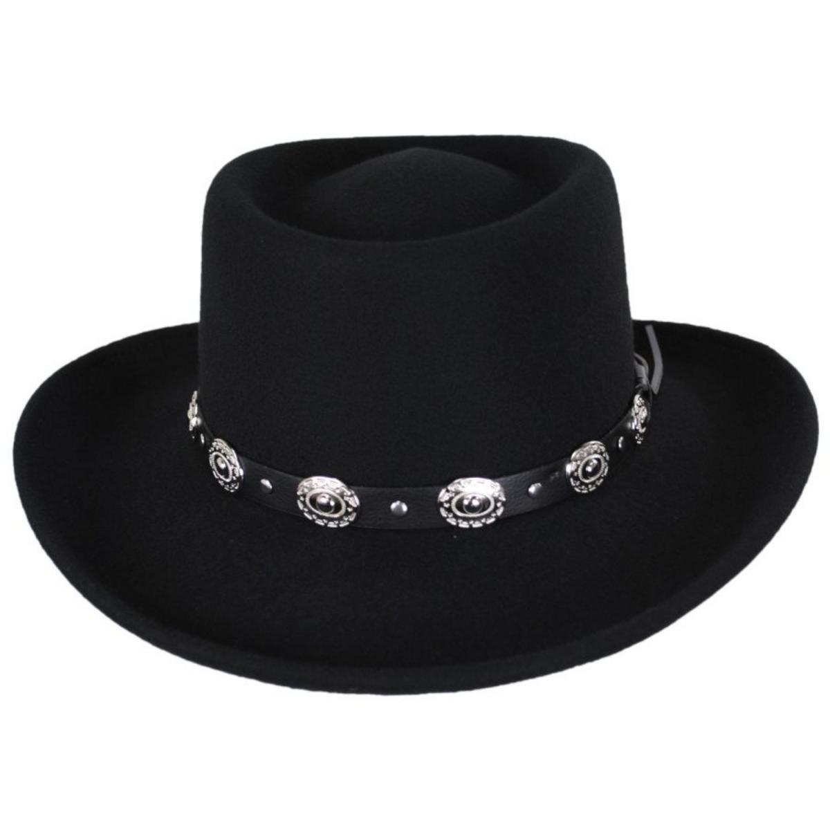 Jaxon Hats | Crossfire Wool Felt Gambler Hat | 132004 | front | BLACK