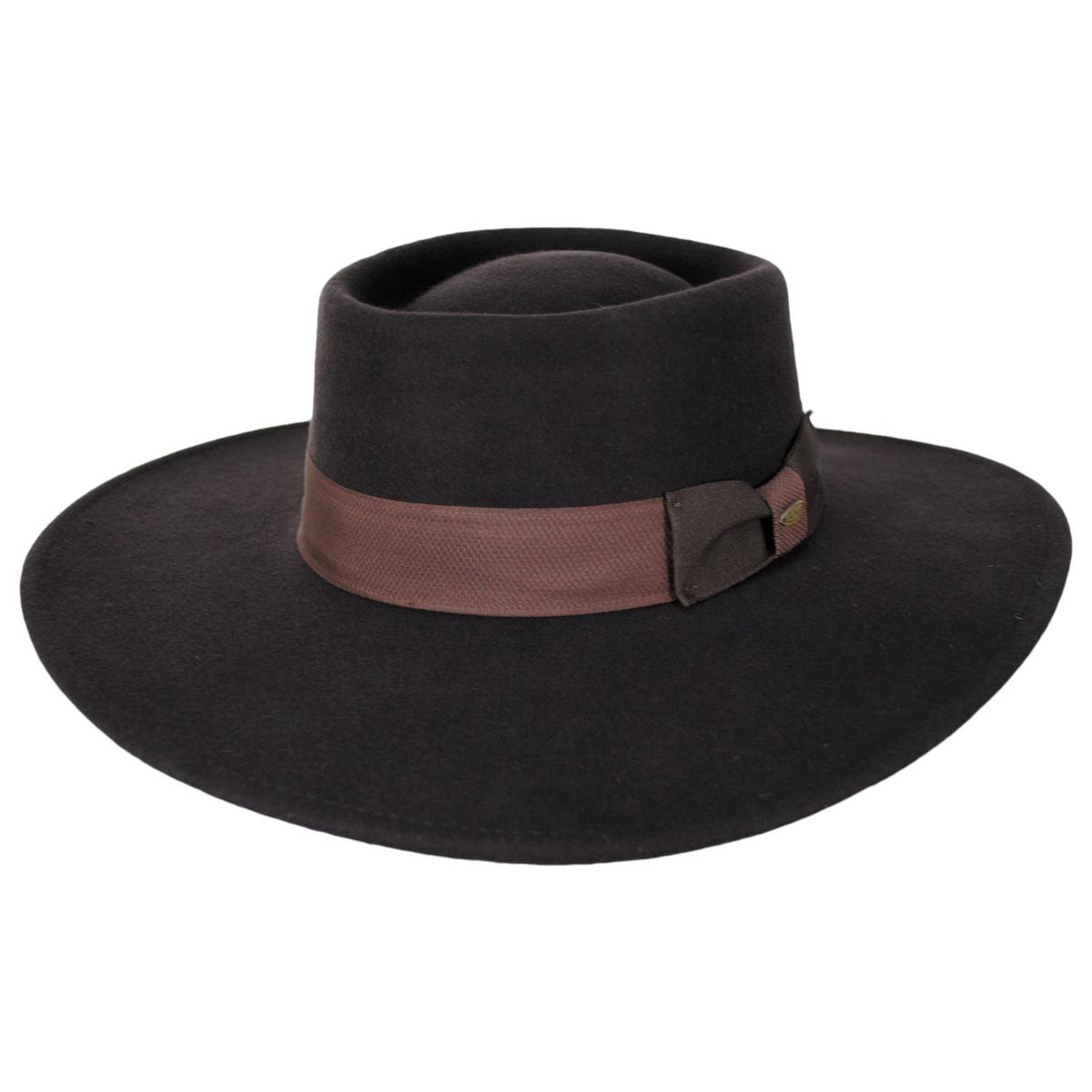 Scala | Hank Wool Felt Gaucho Hat | 130554 | lead | CHOCOLATE