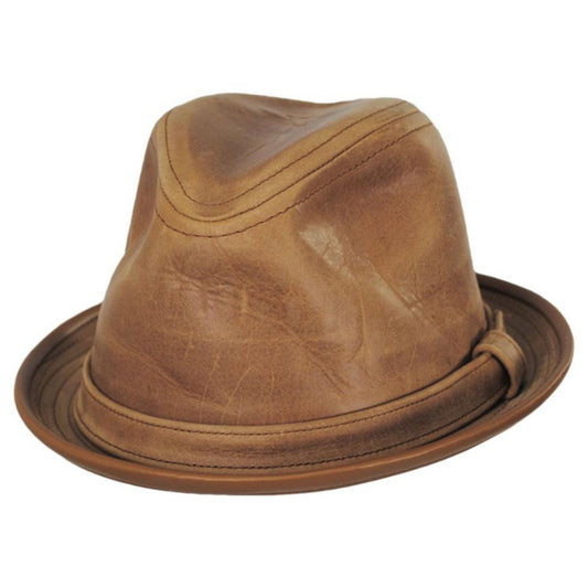 NEW YORK HAT CO | Vintage Leather Fedora Hat | 142008 | lead | RUST