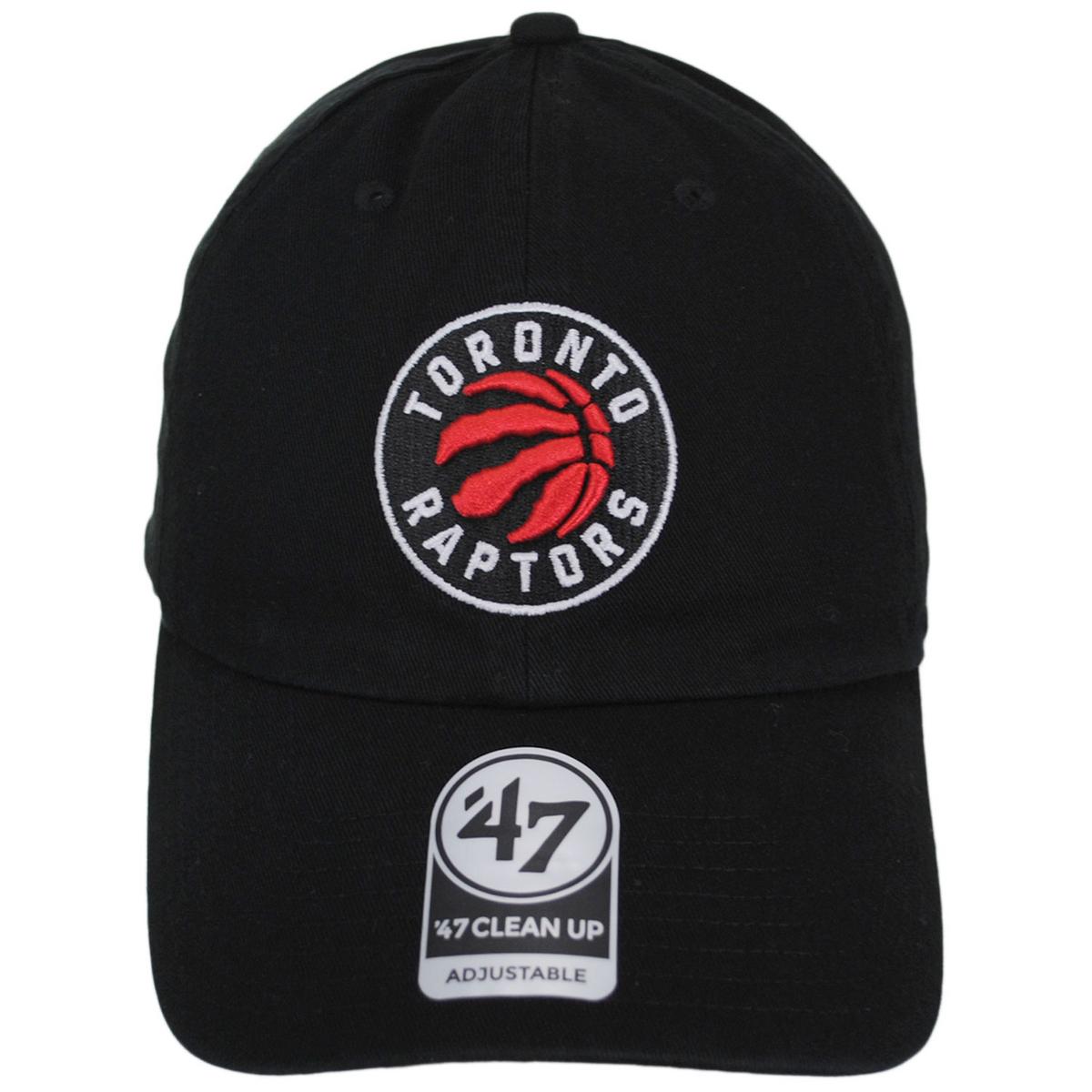 47 Brand | Toronto Raptors NBA Clean Up Strapback Baseball Cap Dad Hat | 204190 | front | BLACK