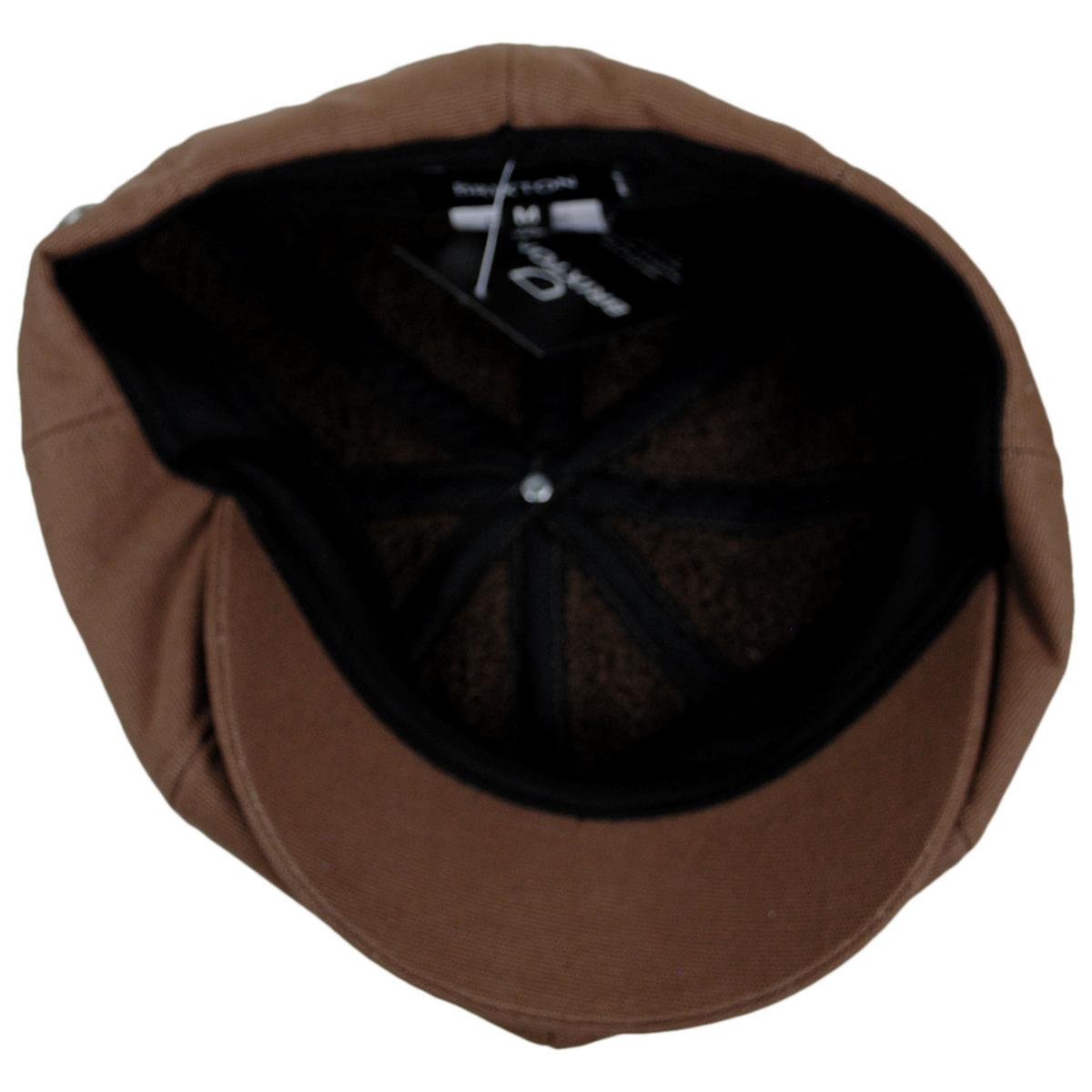 BRIXTON HATS | Brood Cotton Canvas Sherpa Lined Newsboy Cap | 161562 | under | PINECONE BROWN