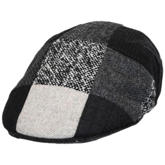Stefeno Hats | Patchwork Wool Ascot Cap | 171535 | lead | GREY/BLUE