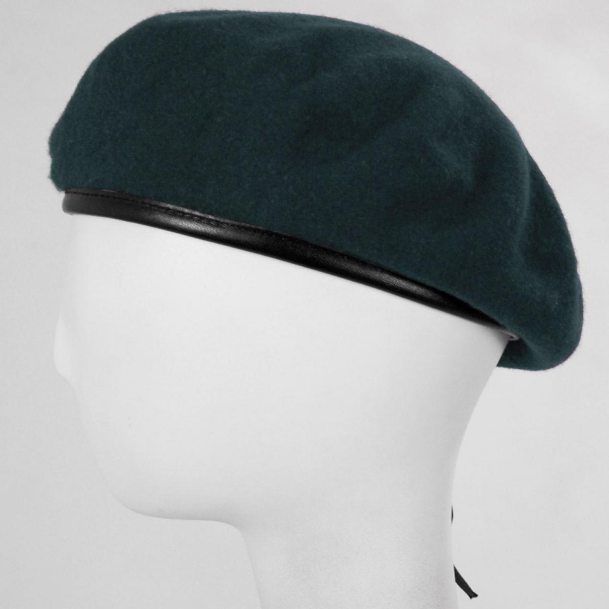 Village Hat Shop | Wool Military Beret with Lambskin Band | 151106 | profile | GREEN