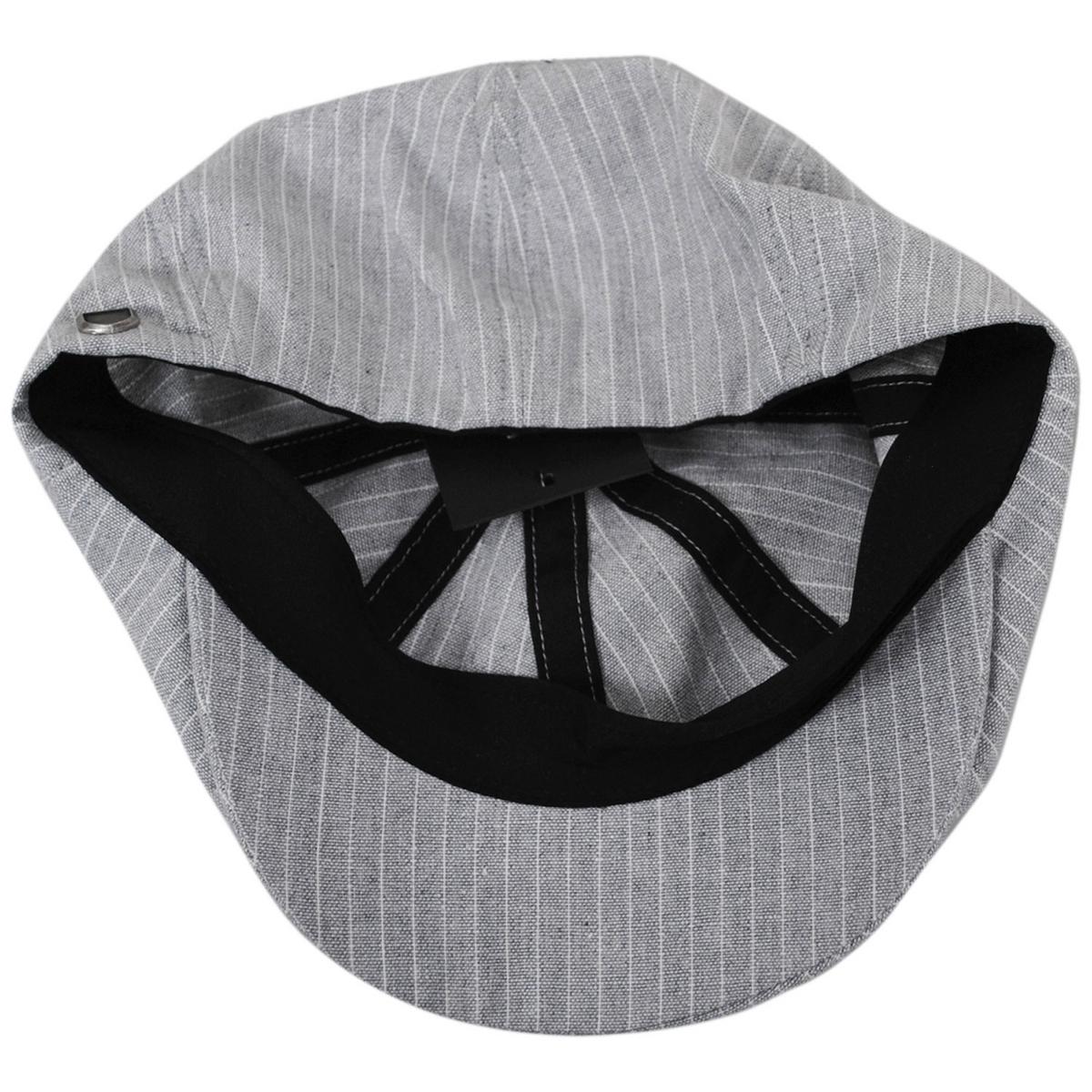 BRIXTON HATS | Brood Lightweight Cotton Chambray Striped Newsboy Cap | 161563 | under | LIGHT GREY/WHITE STRIPE CHAMBRAY