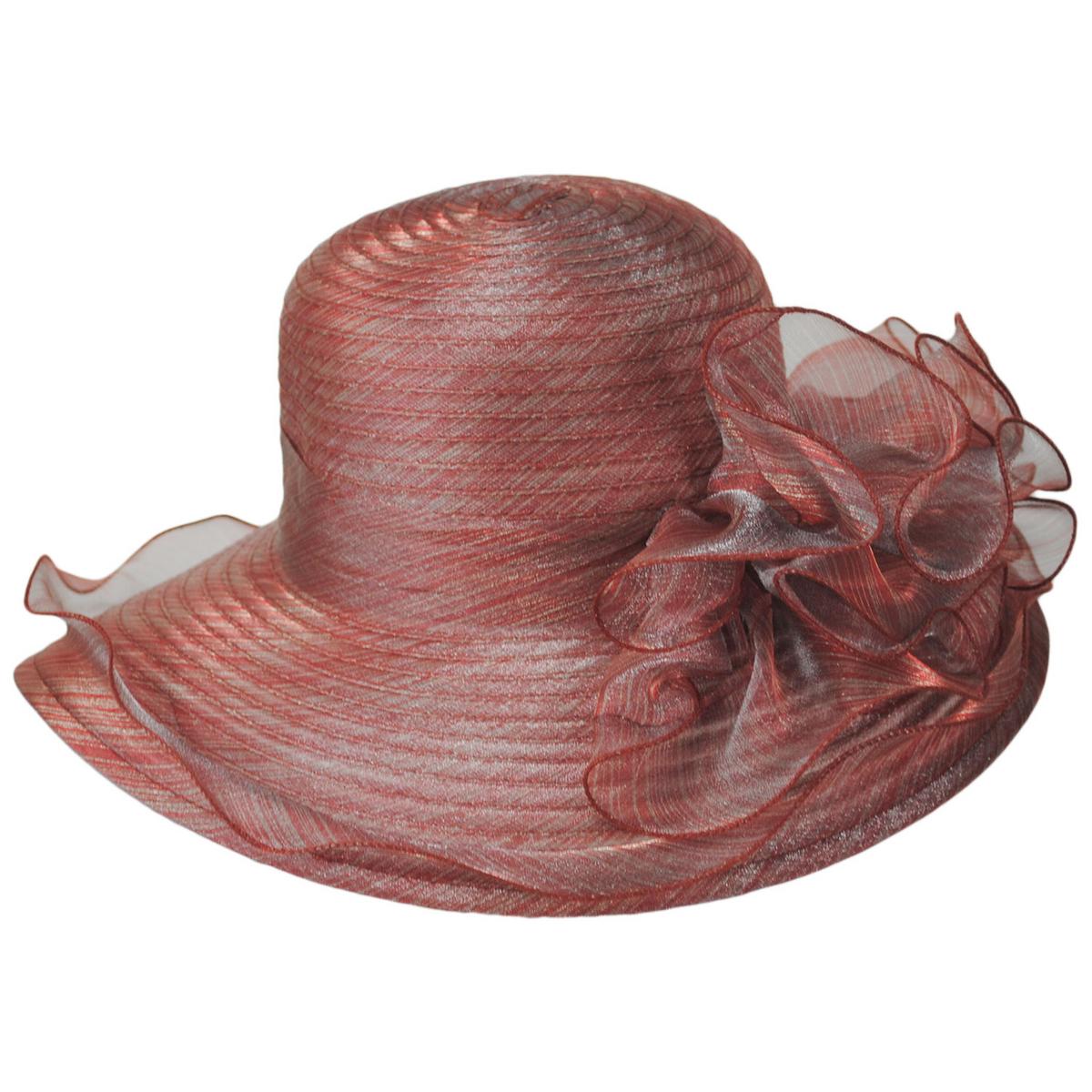 San Diego Hat Company | Organza Mesh Lampshade Dress Hat | 121050 | front | RUST