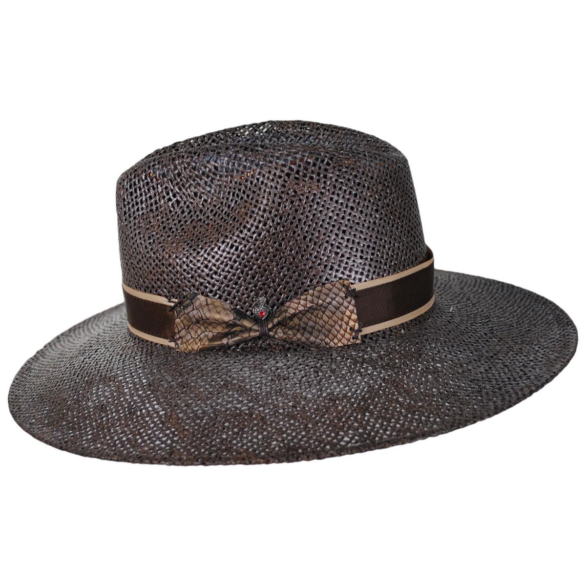 Carlos Santana | Abraxas Twisted Toyo Straw Safari Fedora Hat | 129802 | profile | BROWN