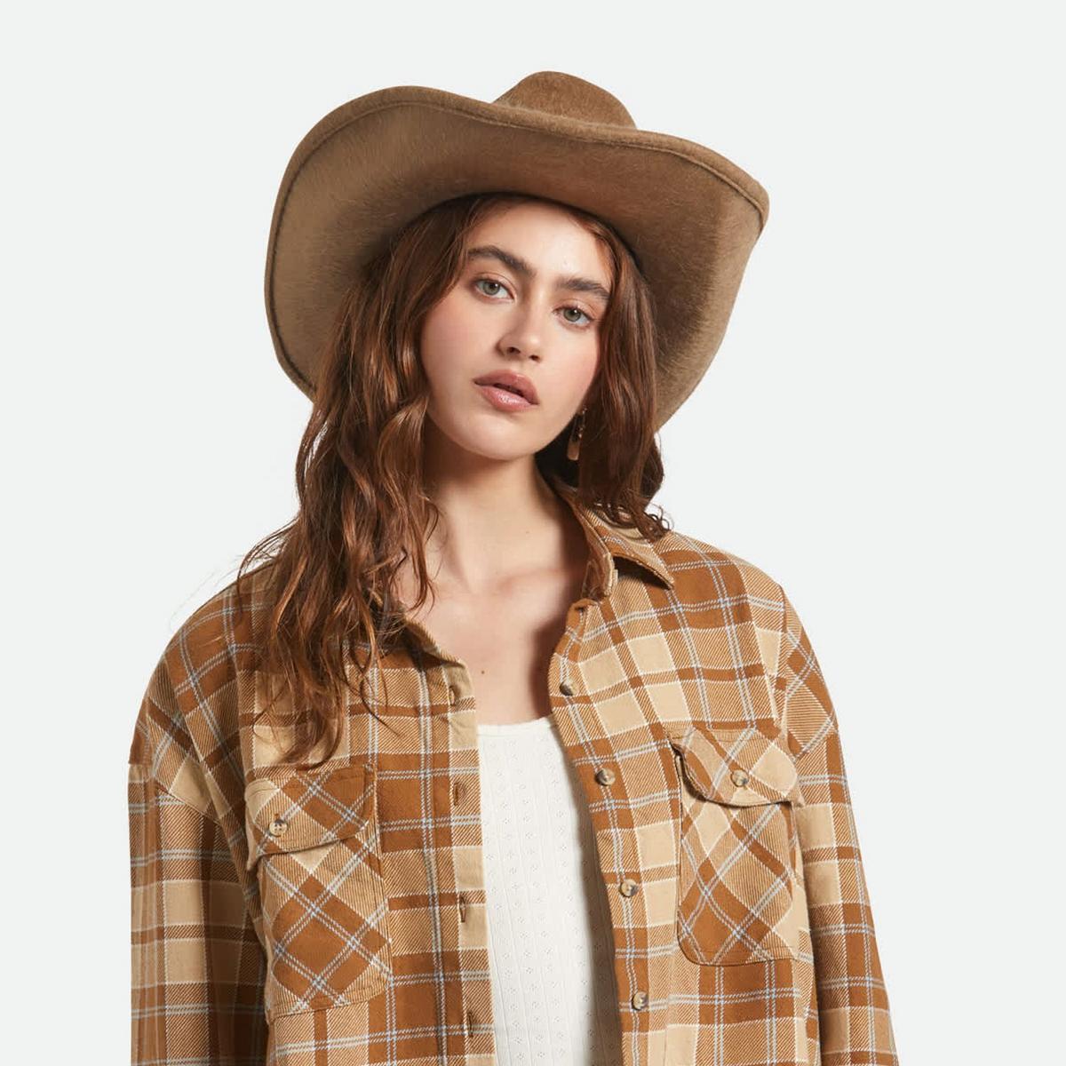 BRIXTON HATS | Mesquite Mohair & Wool Felt Cowboy Hat | 135668 | lsmone | KHAKI