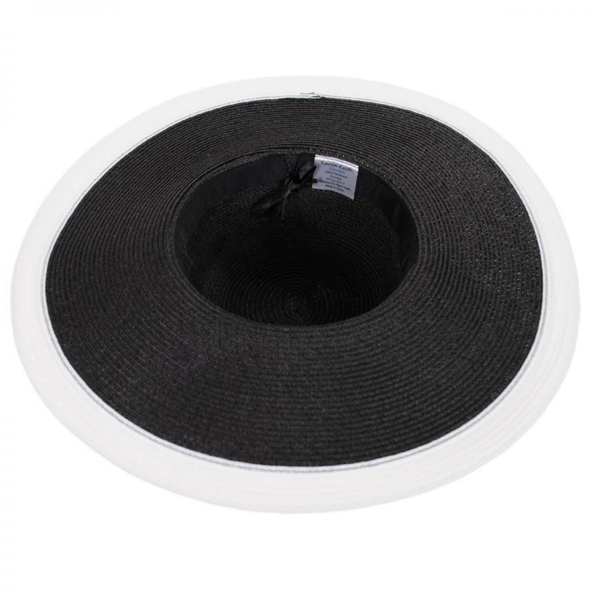 Karen Keith | Resort Straw Swinger Wide Brim Hat | 102217 | under | BLACK/WHITE