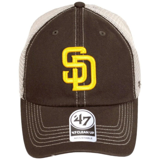 47 Brand | San Diego Padres Trawler 47 Mesh Clean Up Baseball Cap | 203016 | front | BROWN