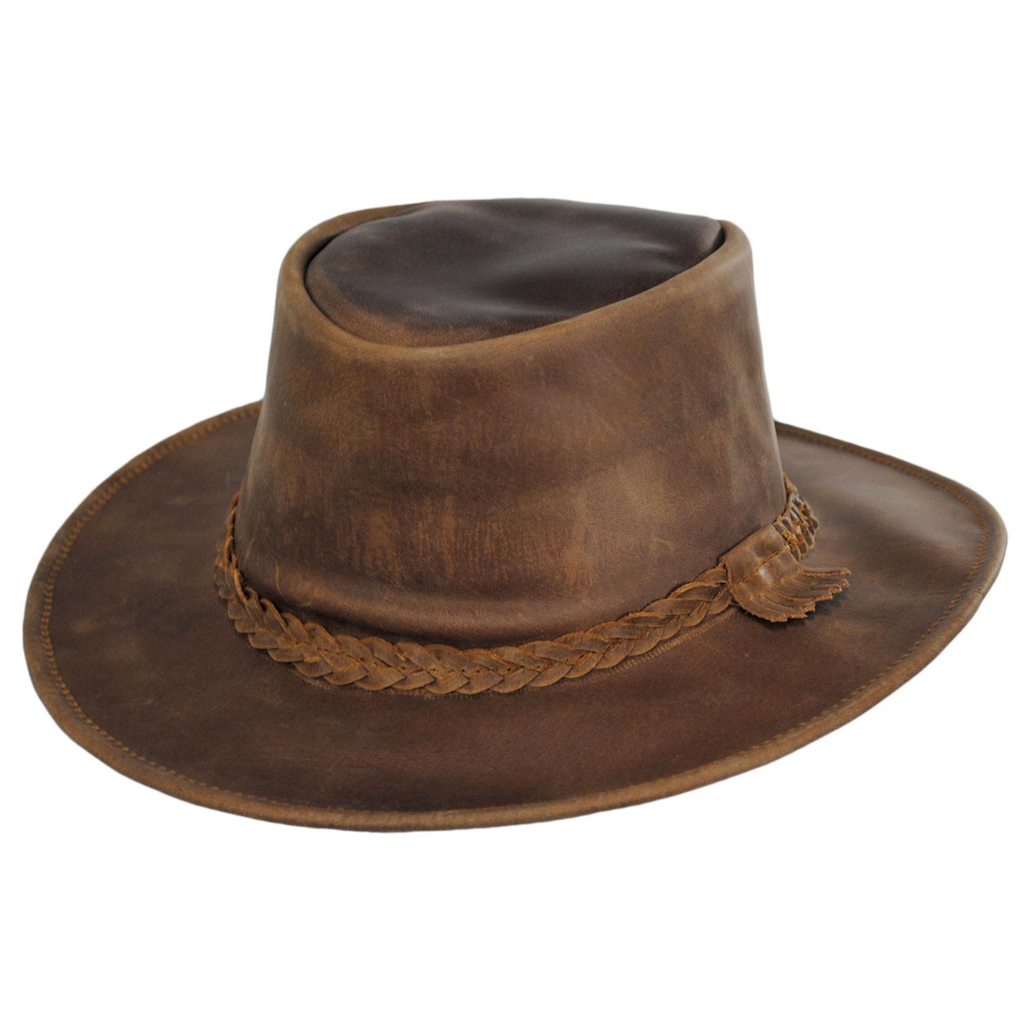 Crusher Leather Outback Hat - Copper – Village Hat Shop