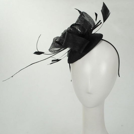 Jeanne Simmons | Sasha Sinamay Straw Fascinator Hat | 120762 | front | BLACK