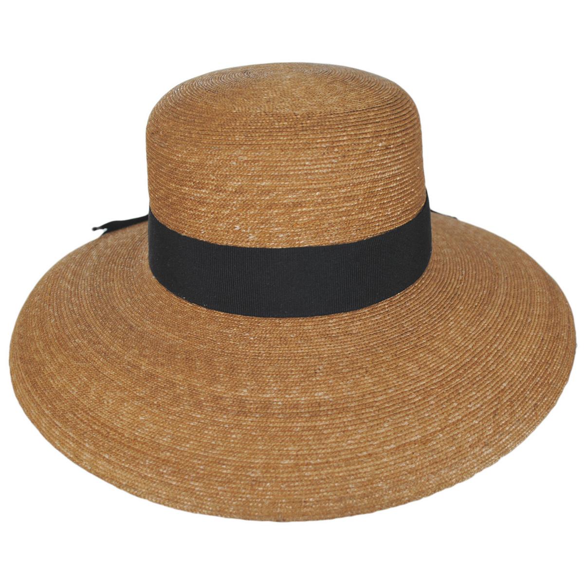 Peter Beaton | Holly Milan Straw Lampshade Sun Hat | 102232 | front | BLACK