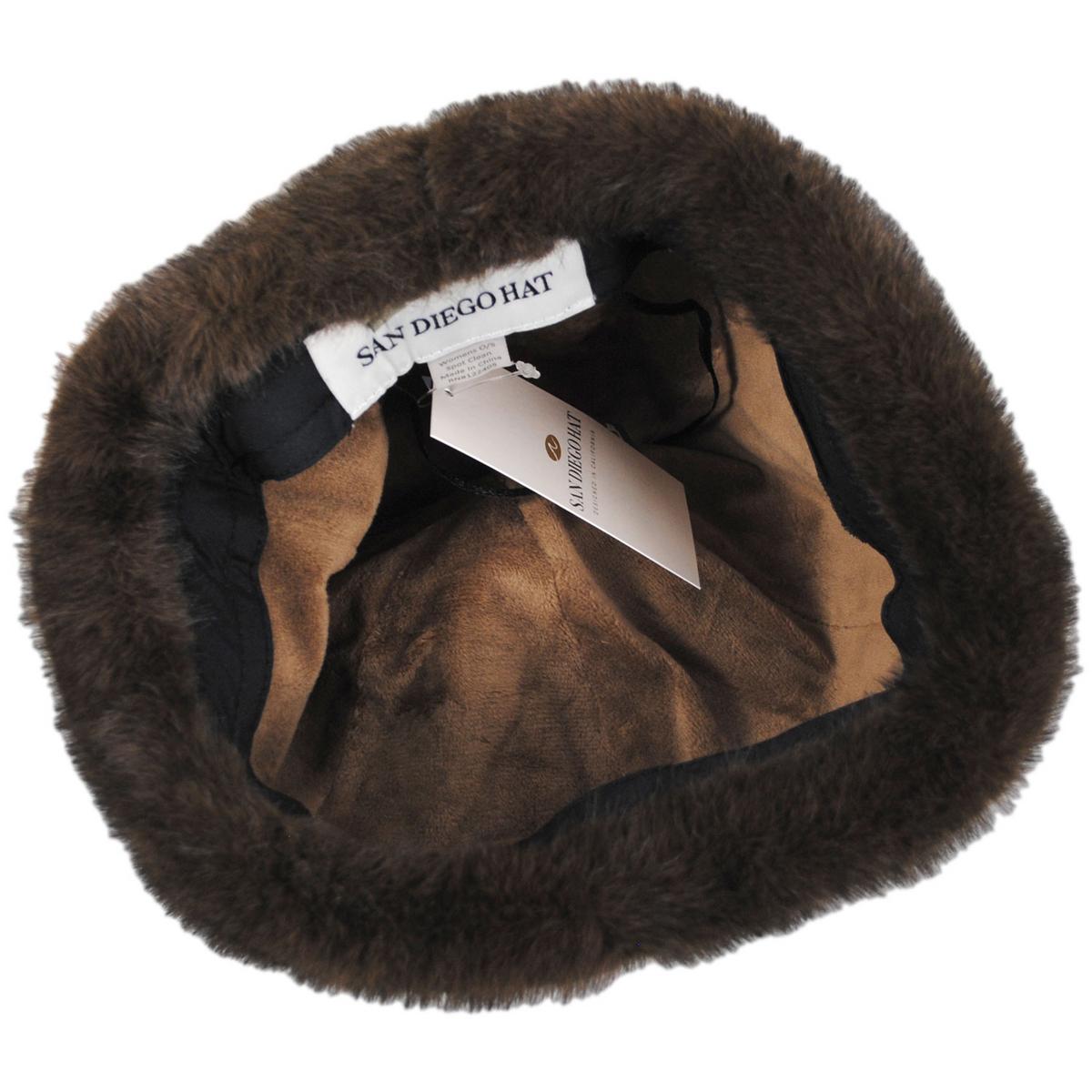 San Diego Hat Company | Aviatrix Faux Leather Beanie Hat | 108656 | under | CHOCOLATE