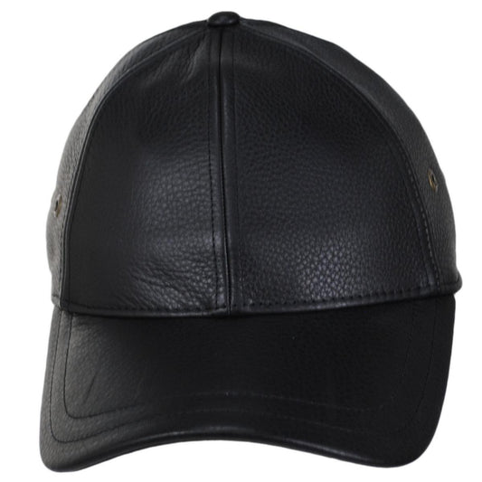 Scala | Timber Leather Adjustable Baseball Cap | 200215 | front | BLACK