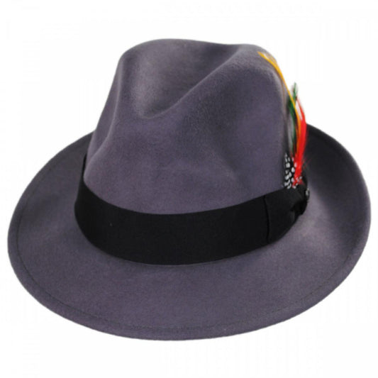 Jaxon Hats | Pinch Crown Crushable Wool Felt Fedora Hat | 135000 | lead | GREY
