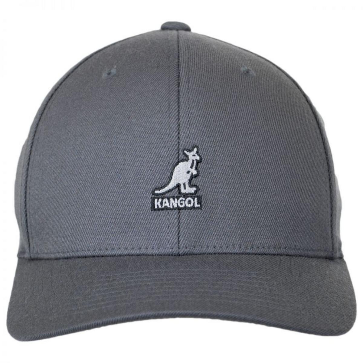 Kangol | Logo Wool Flexfit Fitted Baseball Cap | 201104 | front | DARK FLANNEL