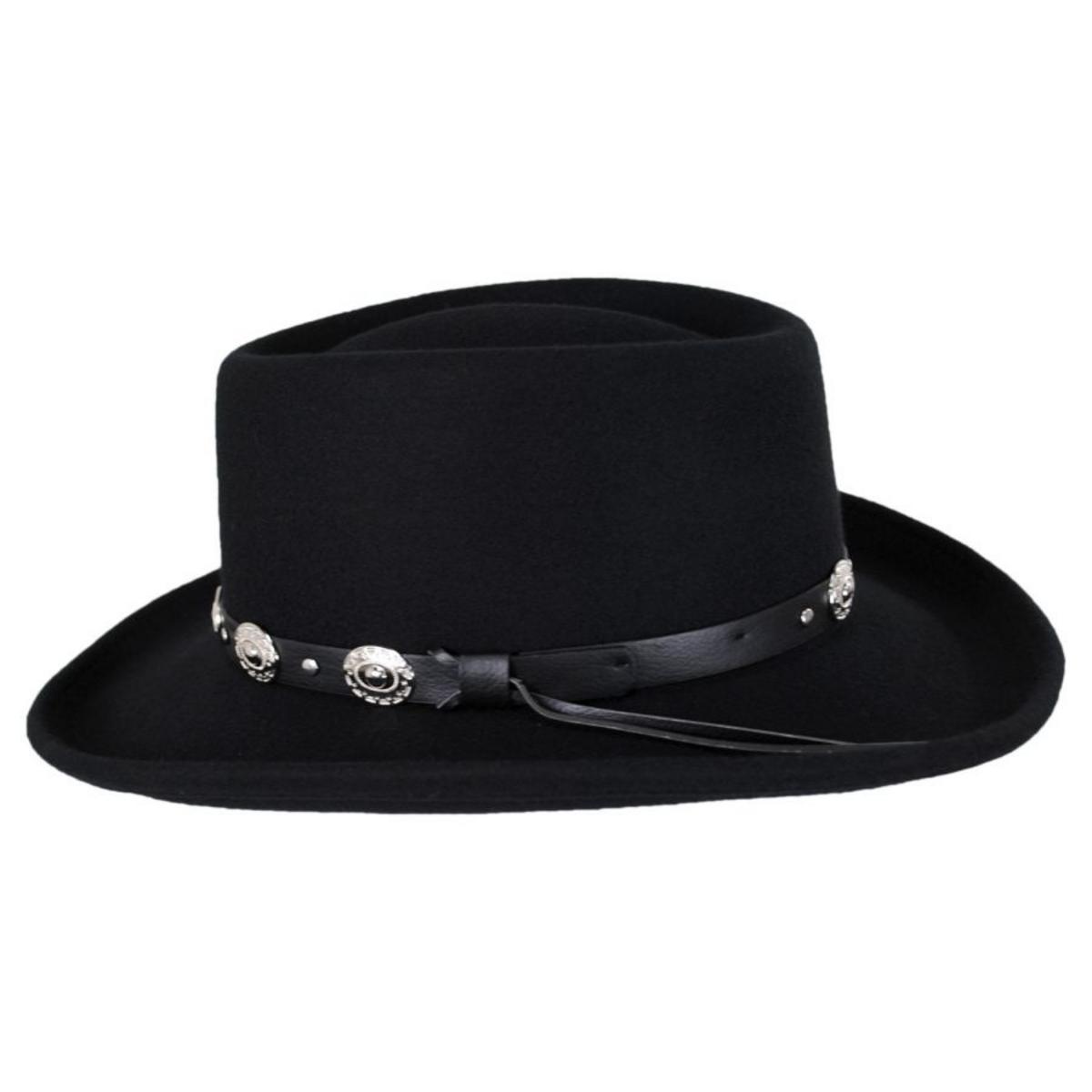 Jaxon Hats | Crossfire Wool Felt Gambler Hat | 132004 | profile | BLACK