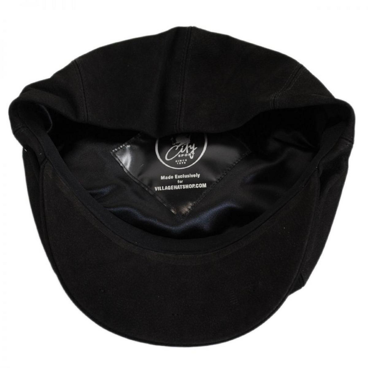 City Sport Caps | Matte Nappa Leather Newsboy Cap | 175053 | under | BLACK