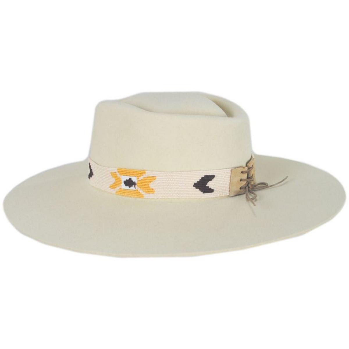 Stetson | Sol Wide Brim Wool Felt Fedora Hat | 130723 | profile | BONE