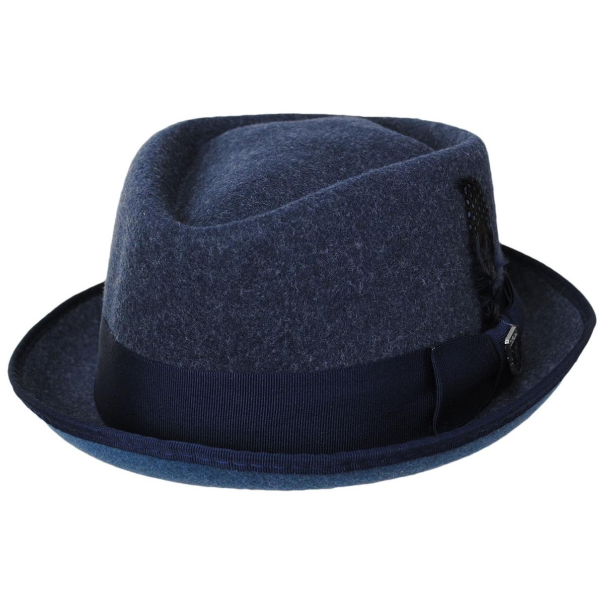 Stacy Adams | Cranston ProvatoKnit Diamond Crown Fedora Hat | 130557 | lead | NAVY