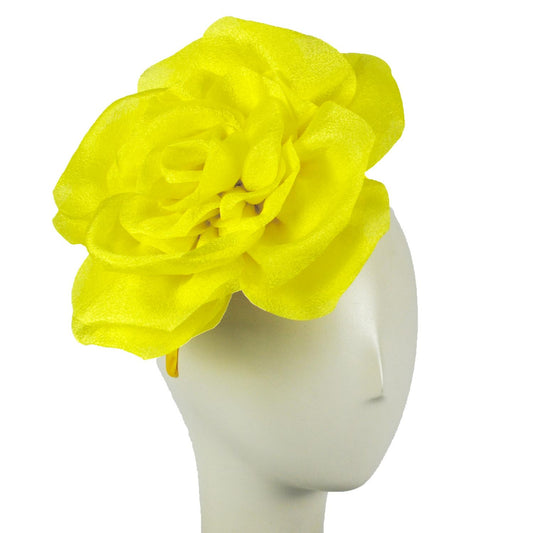 Sophia | 3-in-1 Rose Bloom Fascinator Hat | 122901 | front | YELLOW
