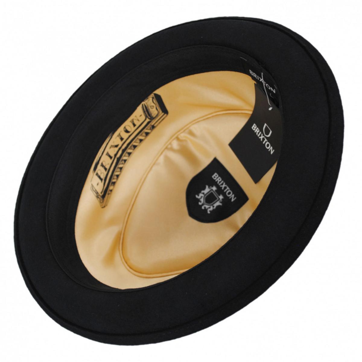 BRIXTON HATS | Stout Wool Felt Diamond Crown Fedora Hat - Black | 135602BLK | under | BLACK