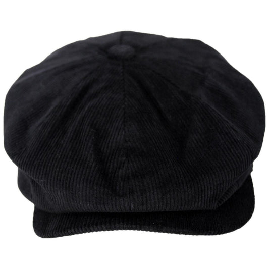 BRIXTON HATS | Brood Baggy Cotton Corduroy Newsboy Cap | 161549CD | front | BLACK CORDUROY