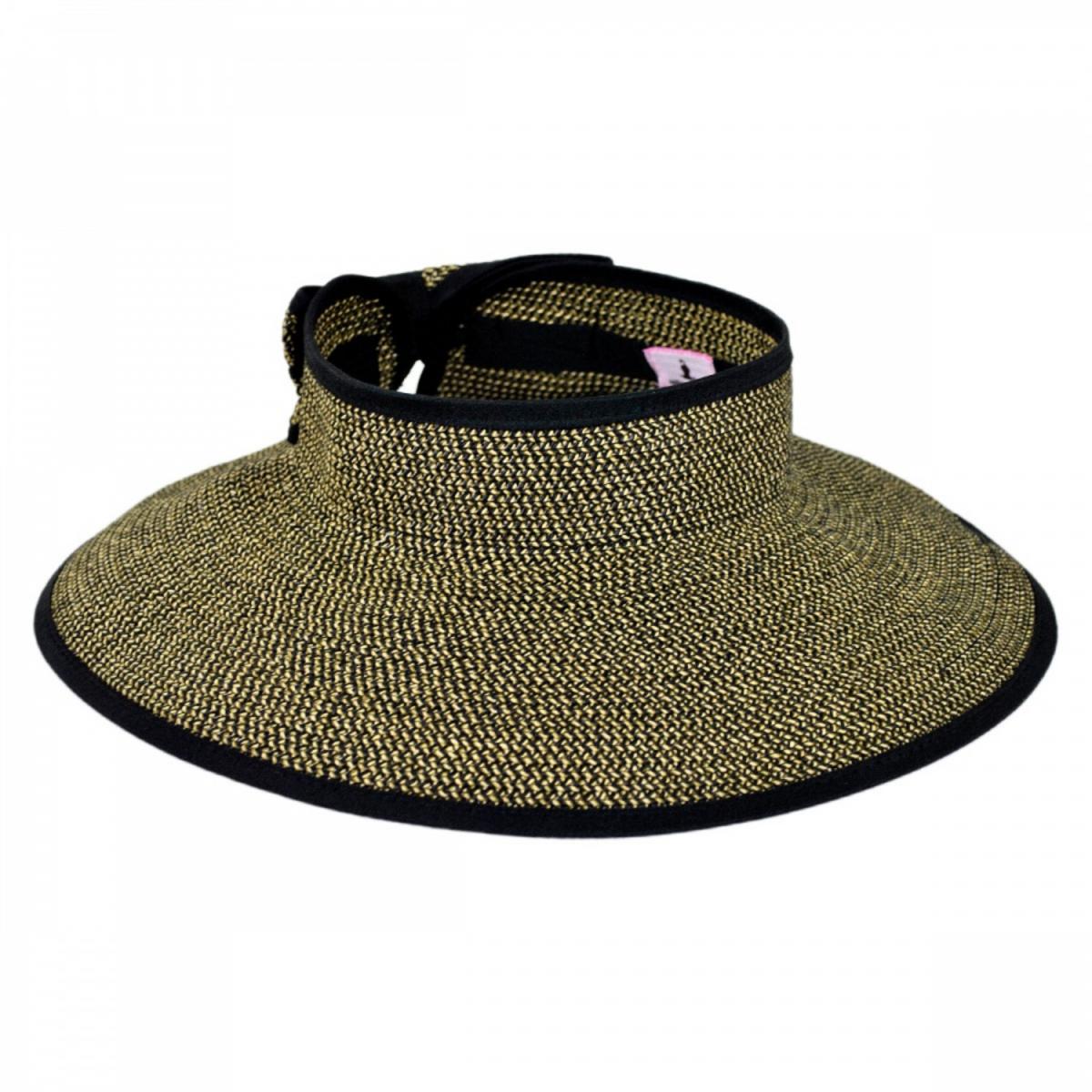 sur la tete | Roll Toyo Straw Braid Visor | 198550 | front | BLACK MIX