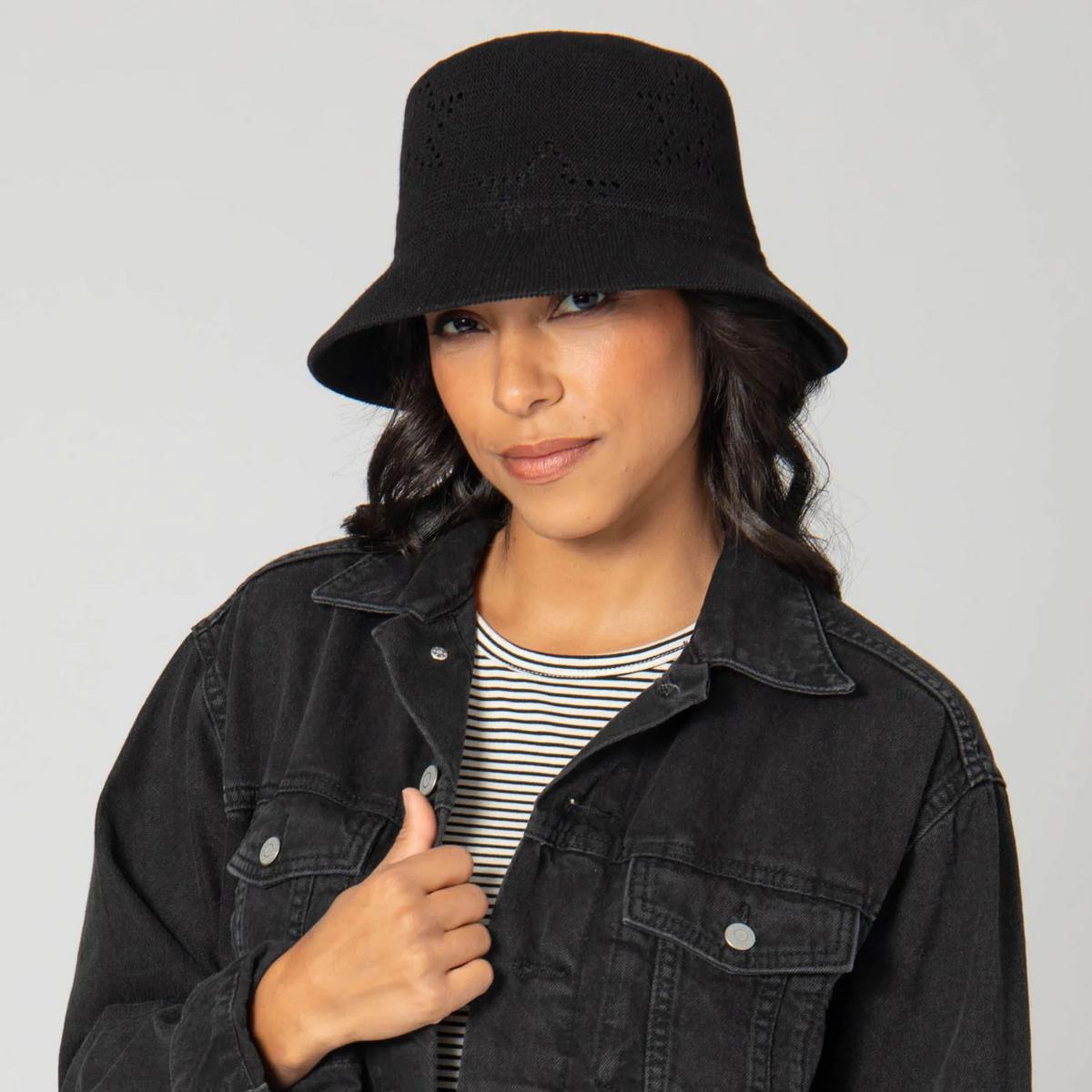 San Diego Hat Company | Estrella Cotton Knit Bucket Hat | 108659 | lsfone | BLACK