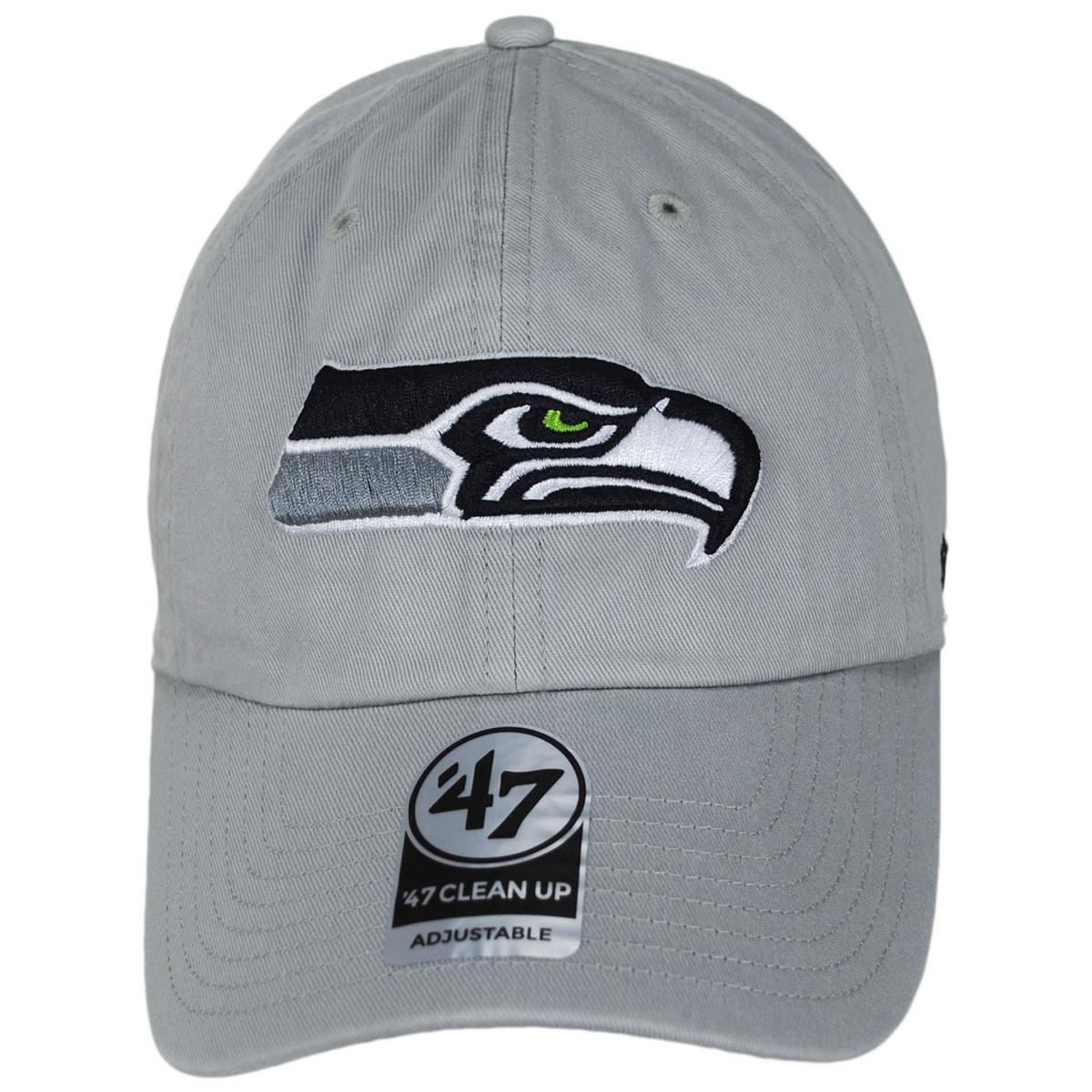 47 Brand | Seattle Seahawks NFL Clean Up Strapback Baseball Cap Dad Hat | 203590 | front | GRAY