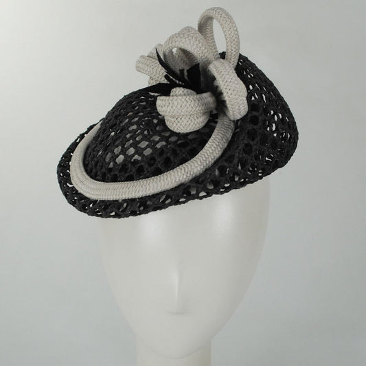 Kathy Jeanne | Trellis Mesh Toyo Straw Pillbox Hat | 122441 | front | BLACK