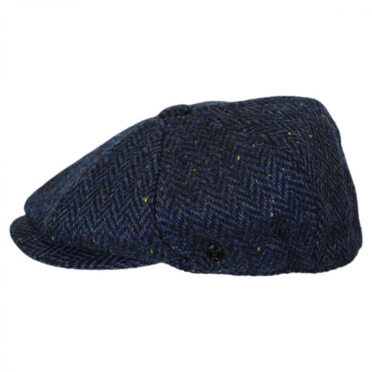 Jaxon Hats | Cambridge Herringbone Wool Newsboy Cap | 167778 | profile | NAVY BLUE